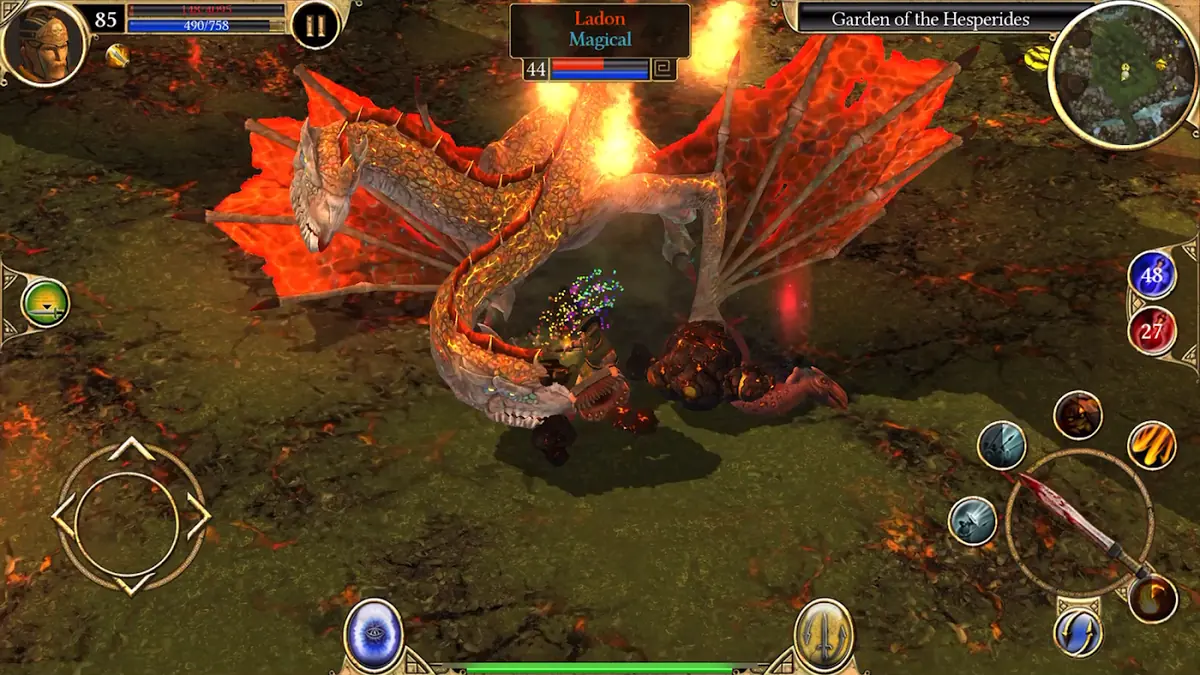 Walka z bestią w grze Titan Quest