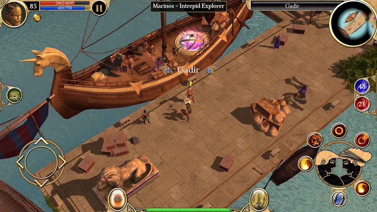 Statek i port w grze Titan Quest