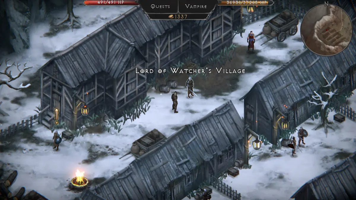 Wioska nocą w grze Vampire's Fall: Origins